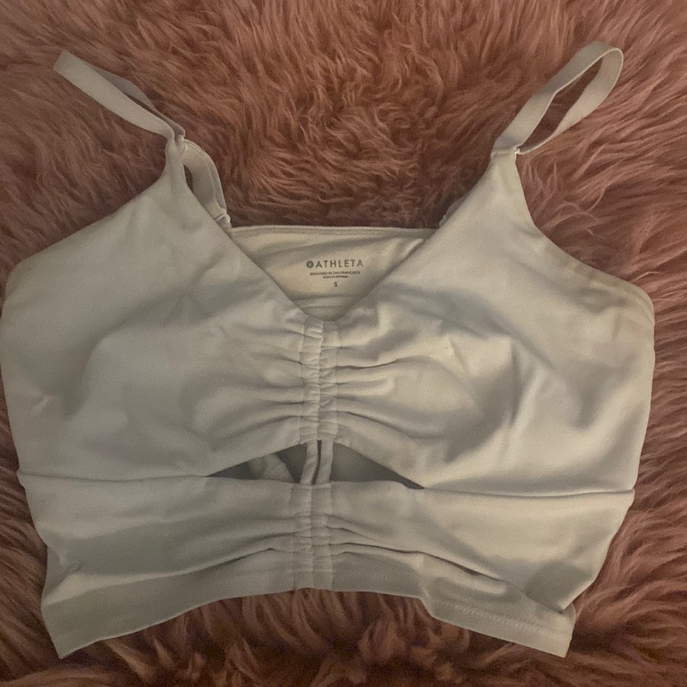Athlete white sports bra